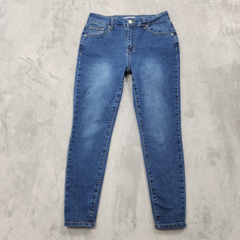 Satin Doll Jeans Womens 8 Blue Medium Wash Mid Rise Skinny Slim Stretch Denim
